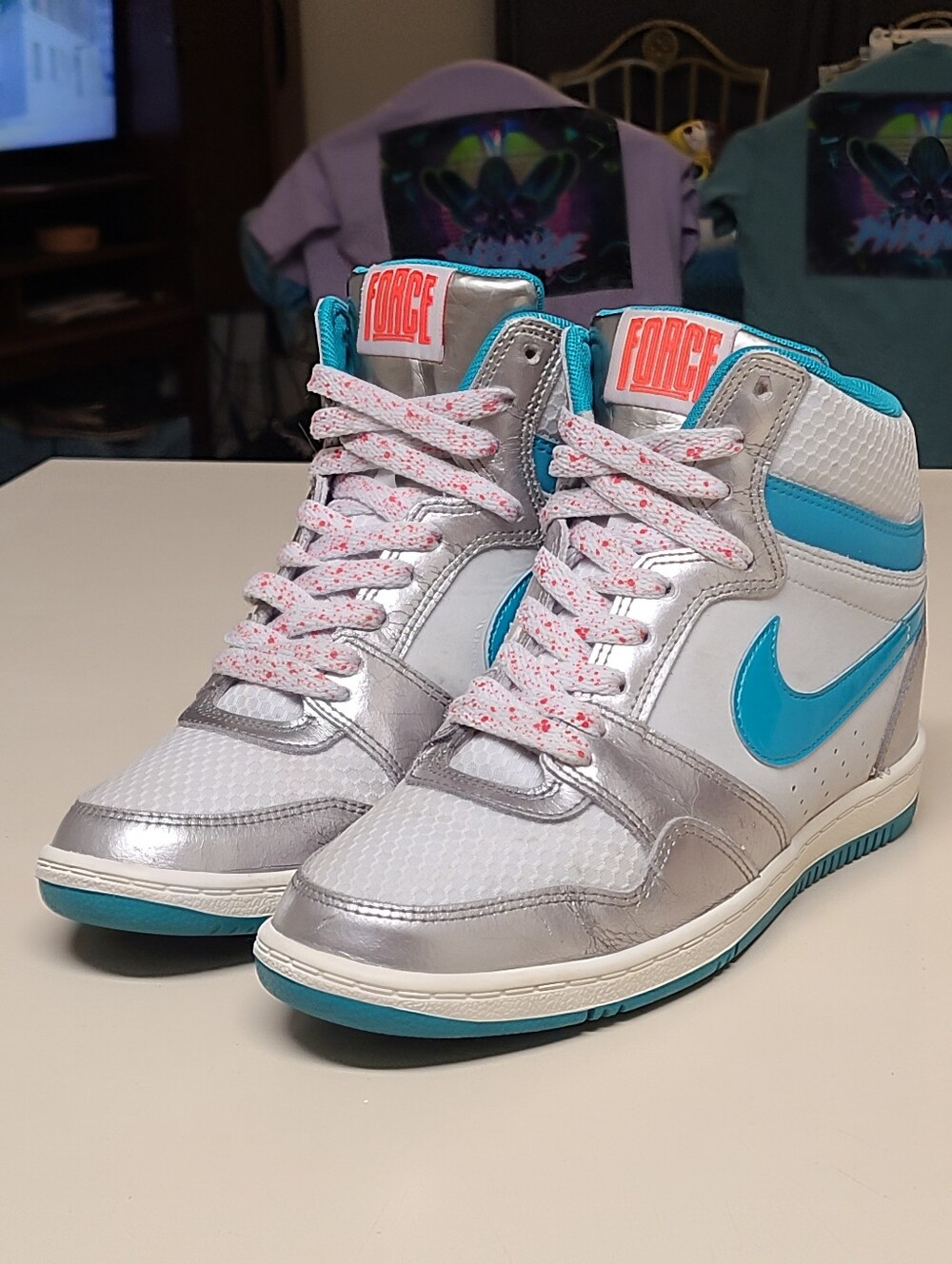 Nike Force Sky High hidden wedge casual sneakers size 8.5